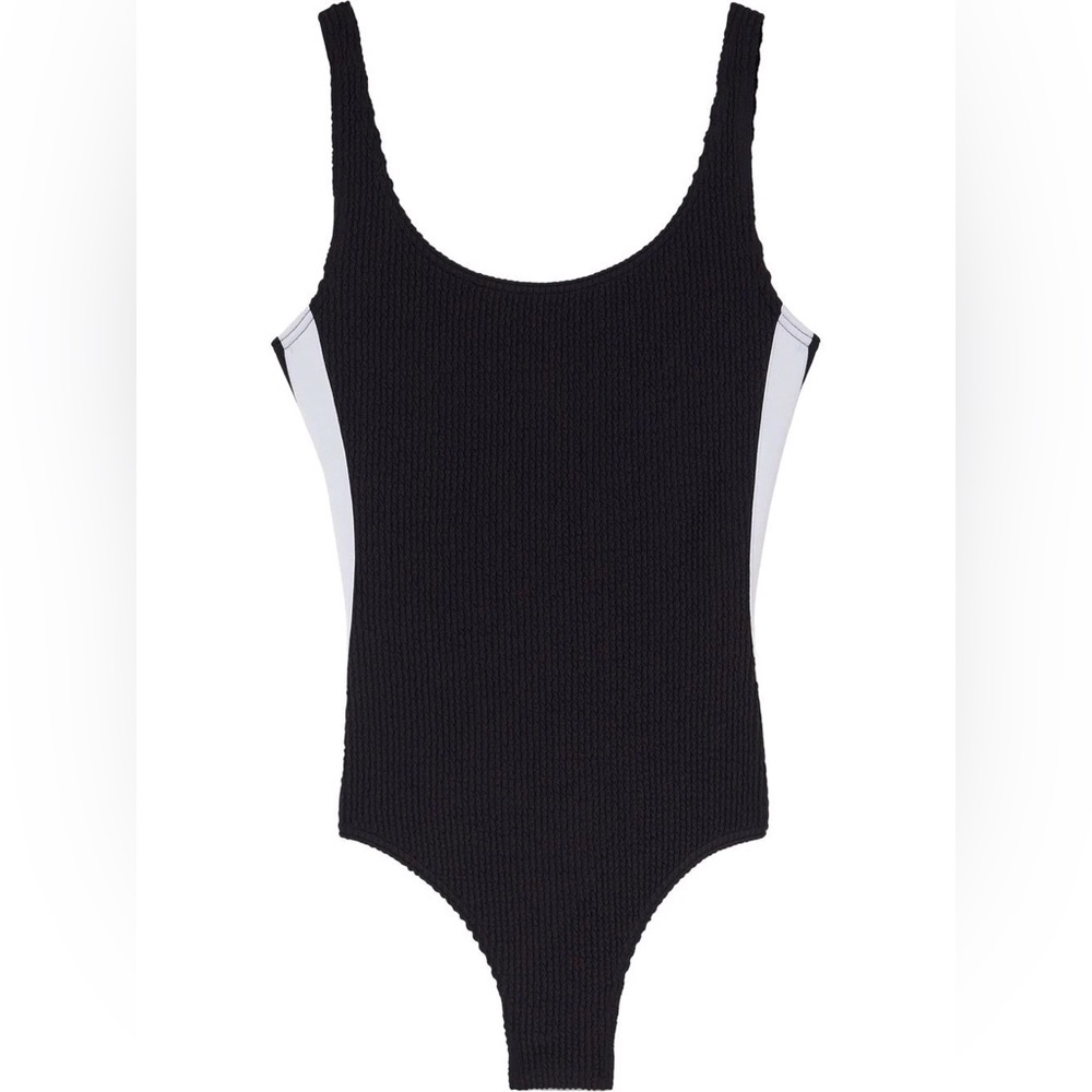 Palm Angels. Black side-stripe ribbed swimsuit. Size small. Worn once.